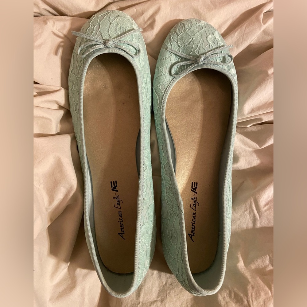 American Eagle light blue lace flats size 12